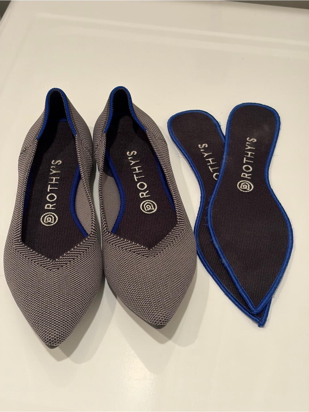 Rothys The Point Cloud Grey Birdseye Ballet Flats Size 9